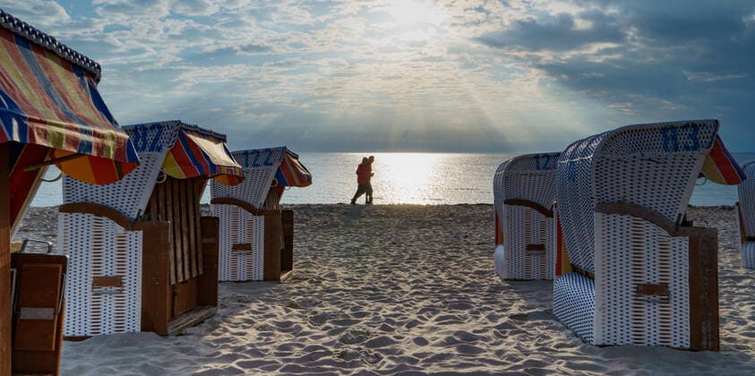 Morning beach scene in Scharbeutz Tourism in the model region Lübeck Bay, which consists of th