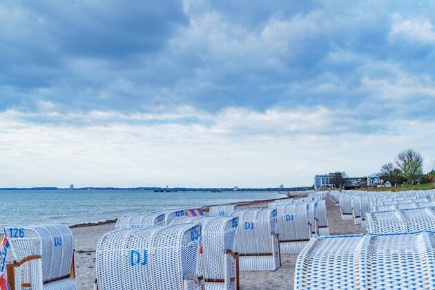 Morning beach scene in Scharbeutz Tourism in the model region Lübeck Bay, which consists of th