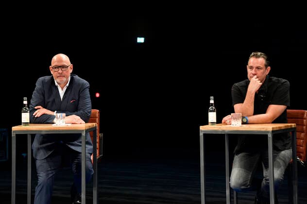 Jörg Franzen and Sascha Vollmer of The BossHoss at the press conference for the emergency aid project hierspieltdiemusik to support the Berlin music scene in the Verti Music Hall Berlin, 10 05 2021 Foto:xF.xKernx xFuturexImage