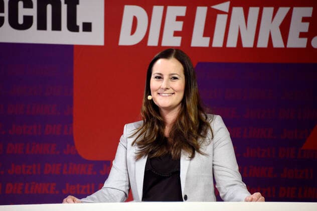 Janine Wissler at the announcement of the decision of the party executive for the top candidacy of the party Die Linke for the Bundestag election at the Palais der Kulturbrauerei Berlin, 10 05 2021 Foto:xN.xKubelkax xFuturexImage