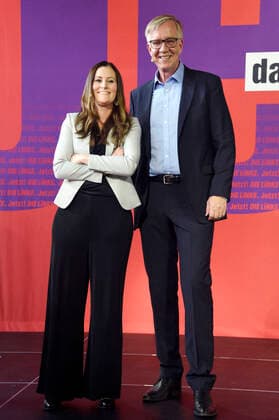 Janine Wissler and Dietmar Bartsch at the announcement of the decision of the party executive for the top candidacy of the party Die Linke for the Bundestag election at the Palais der Kulturbrauerei Berlin, 10 05 2021 Foto:xN.xKubelkax xFuturexImage