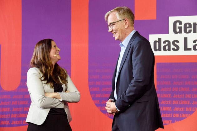 Janine Wissler and Dietmar Bartsch at the announcement of the decision of the party executive for the top candidacy of the party Die Linke for the Bundestag election at the Palais der Kulturbrauerei Berlin, 10 05 2021 Foto:xN.xKubelkax xFuturexImage