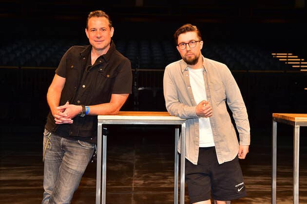 SpendenAktion, hierspielt die musik Sascha Vollmer from The BossHoss, Rapper Prinz Pi PK in the VerdiMusicHall hierspieltdiemusik Ð more than 400 000 Euro for Berlin music makers , VBKI, GESOBAU and Engel Völkers initiate emergency aid project to support the Berlin music sceneein Berlin, on 10 05 2021 Photopress Mueller