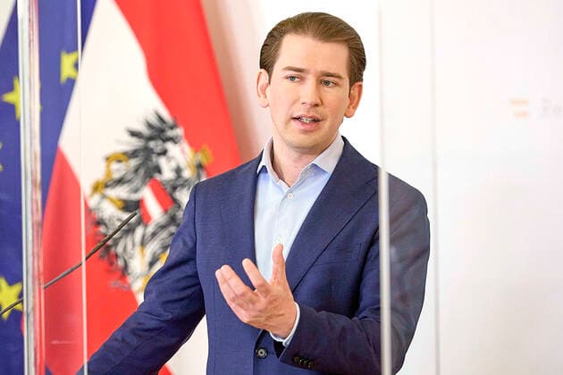 Vienna 10 05 2021 Corona crisis This afternoon there was a press conference in the Federal Chancellery on the planned openings on May 19th, after the end of the 4th lockdown in all of Austria PHOTO Federal Chancellor Sebastian Kurz ÖVP Vienna Austria Corona crisis