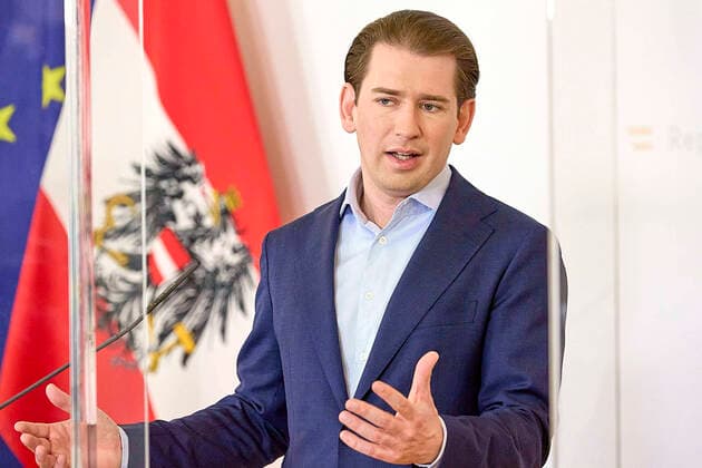 Vienna 10 05 2021 Corona crisis This afternoon there was a press conference in the Federal Chancellery on the planned openings on May 19th, after the end of the 4th lockdown in all of Austria PHOTO Federal Chancellor Sebastian Kurz ÖVP Vienna Austria Corona crisis