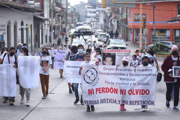 May 10, 2021: Mothers of missing persons in Veracruz, march in the streets on Mother s Day to demand justice for their missing relatives..Most of the missing persons were kidnapped during the war against drug trafficking between 2006 and 2018, where Veracruz was one of the states most damaged by violence. - ZUMAqp1_ 20210510_zip_qp1_003 Copyright: xHectorxAdolfoxQuintanarxPerezx