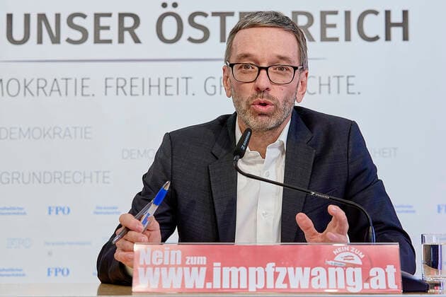 Vienna 11 05 2021 Coronavirus crisis This morning there was a press conference of the FPÖ on the current situation in Austria in the FPÖ media center FPÖ Klubobmann Herbert Kickl during the PK Coronavirus crisis Vienna AUSTRIA This morning there was a press conference of the FPÖ on the current situation in Austria in the FPÖ media center FPÖ PK Kickl Brückl