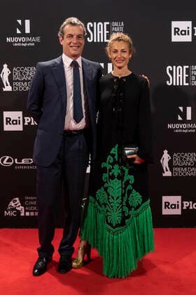 ** EDITORIAL USE ONLY ** Rome, David di Donatello 2021 Awards. In the photo: Giovanni Gaetani of L Aquila d Aragona and Ginevra Elkann  Copyright: xLucaxDammiccoxperxAccademiaxdelx xLucaxDammiccoxperxAccademiaxdelx