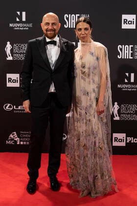 ** EDITORIAL USE ONLY ** Rome, David di Donatello 2021 Awards. In the photo: Roberto Romei and Barbara Chichiarelli  Copyright: xLucaxDammiccoxperxAccademiaxdelx xLucaxDammiccoxperxAccademiaxdelx