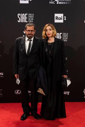 ** EDITORIAL USE ONLY ** Rome, David di Donatello 2021 Awards. In the photo: Gregorio Paolesca and Marta Donzelli  Copyright: xLucaxDammiccoxperxAccademiaxdelx xLucaxDammiccoxperxAccademiaxdelx