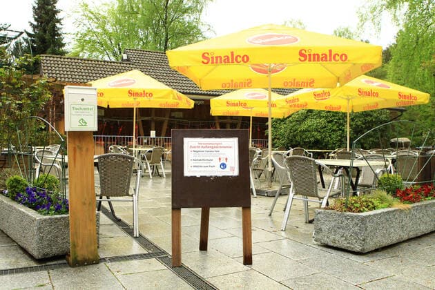 Deserted catering area at Schwarze Berge wildlife park in Lower Saxonys Rosengarten during the coronavirus pandemic Visitors to the 50-hectare wildlife park south of Hamburg are only allowed into the outdoor catering area if they can show a daily negative corona test Rosengarten Hamburg