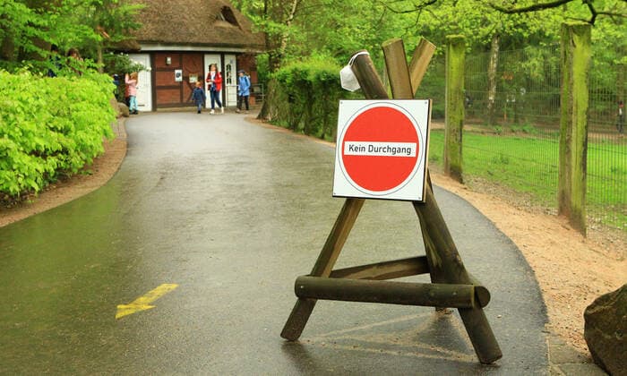 Signpost in the Black Mountains Game Park in Lower Saxony Rosengarten during the Coronavirus Pandemic Rosengarten Lower Saxony