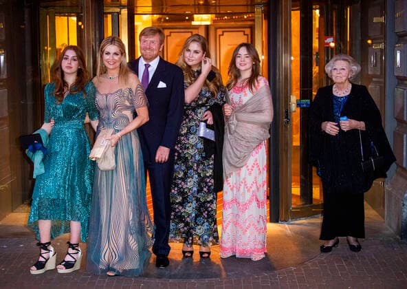 12-05-2021 Carre Princess Ariane and Princess Alexia and Queen Maxima and King Willem-Alexander and Princess Amalia and Princess Beatrix leaving the tv special A life full of music on the occasion of the Queen her 50th upcoming birthday on the 17th of may in Carre in Amsterdam. Â  Copyright: xPPEx