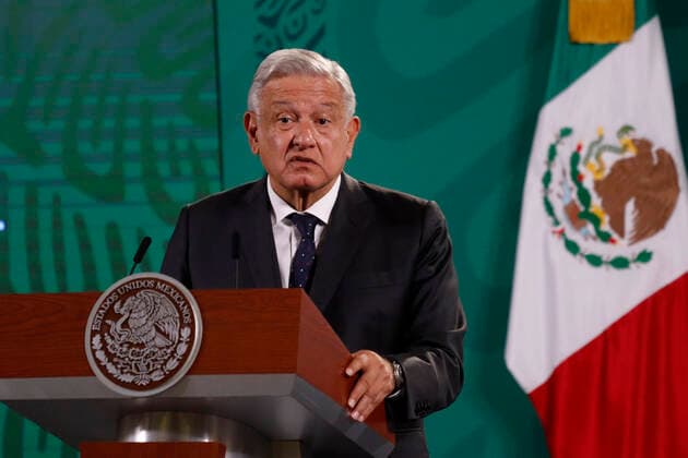 Mexican President Lopez Obrador Daily Morning Press Conference Mexico s President Andres Manuel Lopez Obrador speaks during a press conference as part to celebrate National Nursing Day at National Palace on May 12, 2021 in Mexico City, Mexico. Mexico City Mexico group-mexicanp210512_npYAR  Copyright: xEyepixx