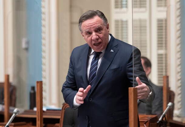 May 13, 2021, QUEBEC, PQ, Canada: Quebec Premier Francois Legault responds to the Opposition during question period Thursday, May 13, 2021 at the legislature in Quebec City. QUEBEC Canada  - ZUMAc35_ 20210513_zaf_c35_018 Copyright: xJacquesxBoissinotx