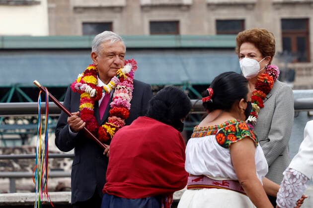 Former President of Brazil Dilma Rousseff Working Visit To Mexico MEXICO CITY, MEXICO - MAY 13: Mexico s President, Andres Manuel Lopez Obrador, accompanied by the former president of Brazil, Dilma Rousseff, during ceremony for the 700 years of the founding of Tenochtitlan at the Museo del Templo Mayor on May 13, 2021 in Mexico City, Mexico. Copyright: xLuisxBarronx EYEPIXGROUP_LB_13052021_6898