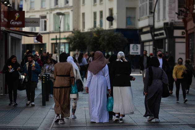 Daily Life In Dublin A group of Islamic women walks on Grafton Street in Dublin, on Eid al-Fitr day, a religious holiday celebrated by Muslims worldwide that marks the end of the Ramadan. On Thursday, 13 May 2021, in Dublin, Ireland. Dublin Ireland widak-dailydub210513_npyXS  Copyright: xArturxWidakx