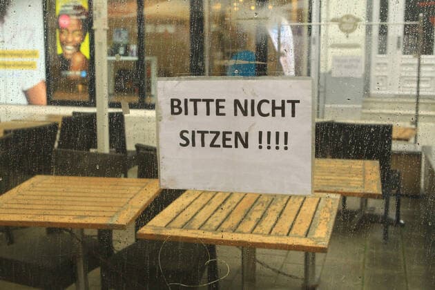 Outdoor restaurants closed due to lockdown in Hamburg city centre Altstadt Hamburg