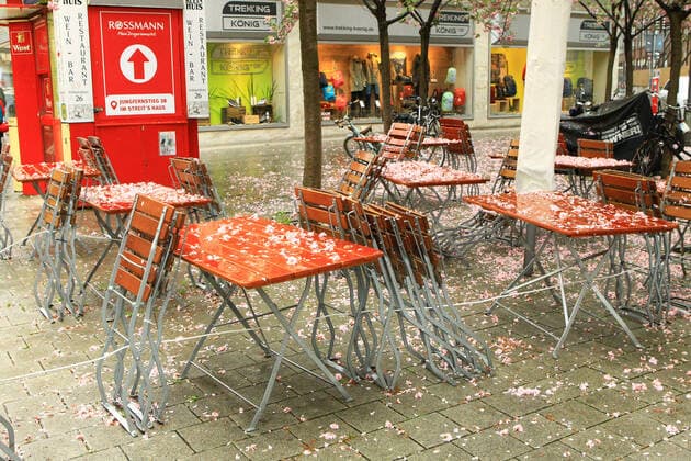 Outdoor restaurants closed due to lockdown in Hamburg city centre Altstadt Hamburg