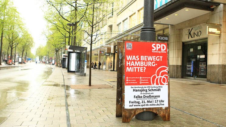 During the lockdown almost deserted shopping street Mönckebergstraße in Hamburgs city centre Altstadt Hamburg