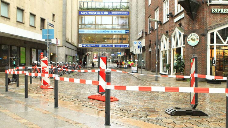 During the lockdown almost deserted street in downtown Hamburg Altstadt Hamburg