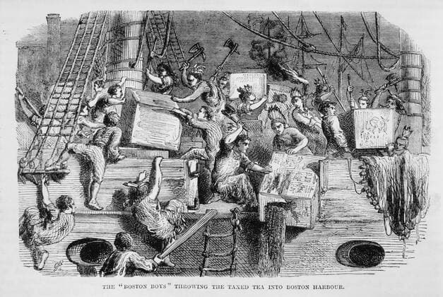 The Boston Boys Throwing the Taxed Tea into Boston Harbor, Boston Tea Party, Illustration  Copyright: xJTxVintagex xGlasshousexImagesx jtv004022