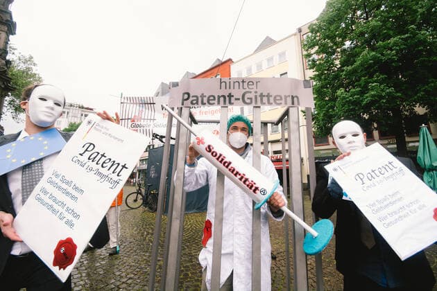 Protest Against Covid Vaccine Property Rights general view of a protest against covid vaccine intellectual property rights in Cologne, Germany on May 15, 2021 Cologne Germany tang-notitle210515_npdHv  Copyright: xYingxTangx