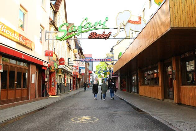 During the lockdown almost deserted amusement mile Große Freiheit on St Pauli during the lockdown St Pauli Hamburg