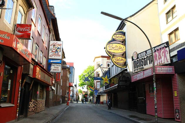 During the lockdown almost deserted amusement mile Große Freiheit on St Pauli during the lockdown St Pauli Hamburg