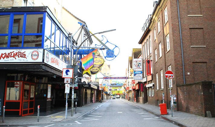 During the lockdown almost deserted amusement mile Große Freiheit on St Pauli during the lockdown St Pauli Hamburg