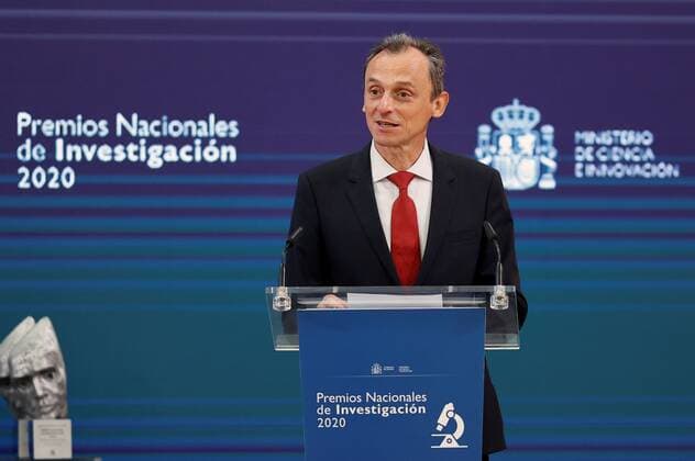 Spanish Science and Innovation Minister s Pedro Duque delivers a speech during the opening of the 2020 Spanish Research Prizes awarding ceremony, at El Pardo Palace, in Madrid, Spain, 17 May 2021. Spain s royal couple chairs Spanish Research Prizes awarding ceremony !ACHTUNG: NUR REDAKTIONELLE NUTZUNG!  Copyright: xChemaxMoyax GRAF9251 20210517-637568493277350079