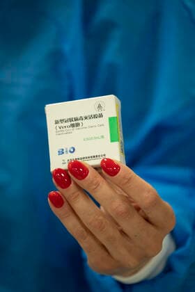 Day-3 Of Mass General COVID-19 Vaccination In The Iran Grand Bazaar, Iran Mall, In Western Tehran An Iran Grand Bazaar, Iran Mall, staff member holds a pack of the China s Sinopharm new coronavirus disease (COVID-19) vaccine, on day-3 of the mass general COVID-19 vaccination in western Tehran on May 17, 2021. Tehran Tehran Iran nikoubazl-day3ofma210517_npx2N  Copyright: xMortezaxNikoubazlx