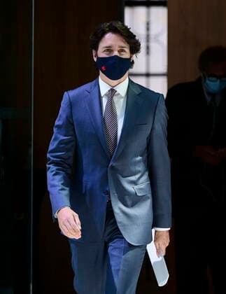 May 18, 2021, Ottawa, on, Canada: Prime Minister Justin Trudeau makes his way to hold a press conference in Ottawa on Tuesday, May 18, 2021. Ottawa Canada  - ZUMAc35_ 20210518_zaf_c35_014 Copyright: xSeanxKilpatrickx