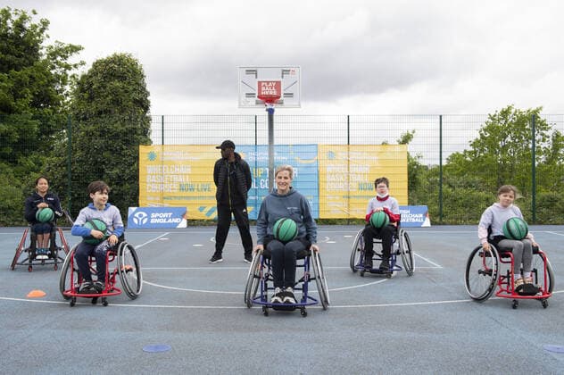 Sophie, Countess of Wessex, Patron of British Wheelchair Basketball, takes part in British Wheelchair Basketball s first Inspire a Generation wheelchair basketball session at Finsbury Park s outdoor basketball courts. Featuring: Sophie, Countess Of Wessex Where: London, United Kingdom When: 19 May 2020 Credit: Cover Images Copyright: xx 41441430 EDITORIAL USE ONLY. NOT FOR USE BY NEWSPAPERS BASED IN THE UK.