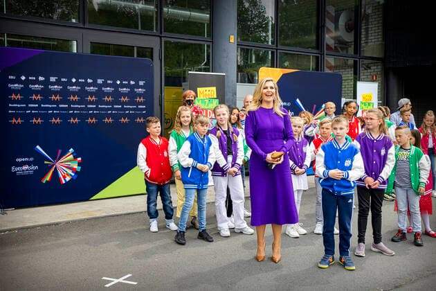 20-05-2021 Rotterdam Queen Maxima visited, with 46 children of the A.S. Talmaschool, the dress rehearsal of the second semifinal of the Eurovision Song Contest in Rotterdam. Â  Copyright: xPPEx