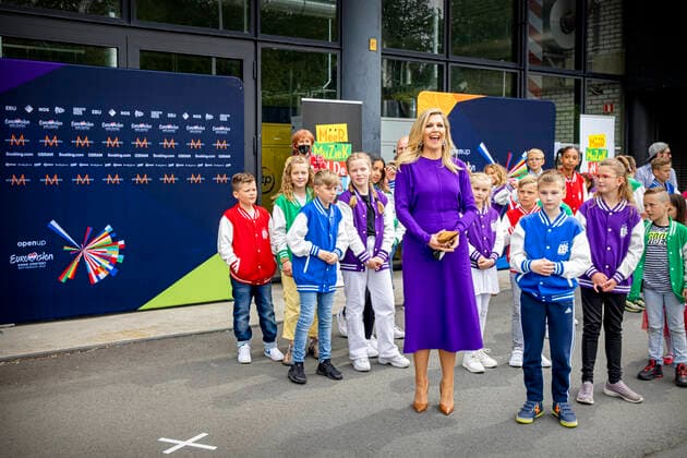 20-05-2021 Rotterdam Queen Maxima visited, with 46 children of the A.S. Talmaschool, the dress rehearsal of the second semifinal of the Eurovision Song Contest in Rotterdam. Â  Copyright: xPPEx