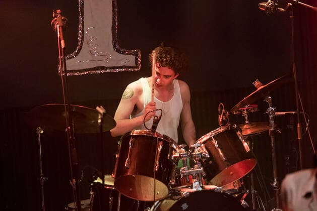 Iceage, live in concert, Roskilde, Denmark Roskilde, Denmark. 20th, May 2021. The Danish punk band Iceage performs a live concert at Gimle in Roskilde. Here drummer Dan Kjaer Nielsen is seen live on stage. Roskilde Denmark  Copyright: xGonzalesxPhoto BoxKallbergx