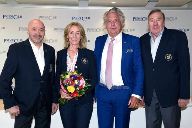 Christian Neureuther, Michaela Gerg, Ansgar Sommer and Frank Fleschenberg at the press conference for the 1 digital youth award 2021 under the motto sagwasduwillst at the Press Club Munich, 21 05 2021 Foto:xS.xAdamx xFuturexImage
