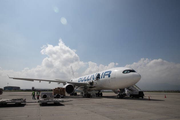 May 30, 2021, Kathmandu, Nepal: Airport workers unload boxes of essential medical supplies worth USD 8 Million to combat the ravaging COVID-19 crisis Support by the Switzerland Government seen after arriving at Tribhuvan International Airport..The government of Switzerland Supports 30-tonne shipment contains 40 Ventilators, Oxygen concentrators, 1.1 million rapid antigen test, and protective equipment (110000 KN95 Masks, 50000 gloves, and 15000 suits) Amounting to the value of USD 8 million to Nepal. Kathmandu Nepal - ZUMAs197 20210530_zaa_s197_003 Copyright: xPrabinxRanabhatx