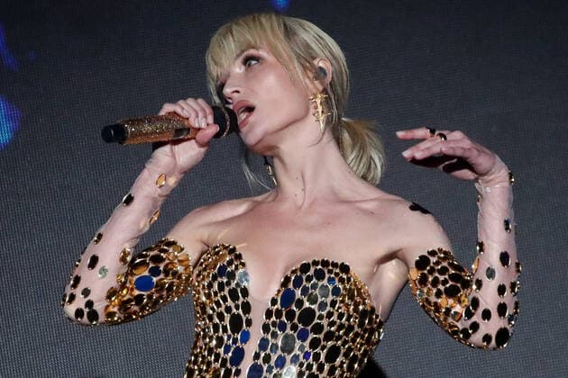 KRASNOGORSK, MOSCOW REGION, RUSSIA - MAY 22, 2021: Singer Polina Gagarina performs at the 10th RU.TV Channel music award ceremony at Crocus City Hall. Sergei Karpukhin TASS  TS100FEB
