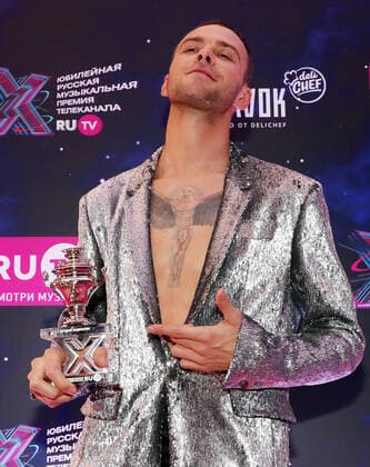KRASNOGORSK, MOSCOW REGION, RUSSIA - MAY 22, 2021: Singer Max Barskikh attends the 10th RU.TV Channel music award ceremony at Crocus City Hall. Sergei Karpukhin TASS  TS101016