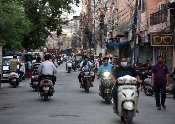 NEW DELHI, INDIA - MAY 23: A view of market at Chander Nagar Area during Covid Lockdown on May 23, 2021 in New Delhi, India. The lockdown in Delhi has been extended by another week and if the daily Covid numbers continue to drop, the process of unlocking will be initiated, Delhi Chief Minister Arvind Kejriwal said today. For now, the lockdown will be in place till 5 am on May 31. Delhi reported 1649 new cases of COVID on May 23. ( Photo by Sonu Mehta Hindustan Times) Lockdown In Delhi To Contain Spread Of Covid Pandemic