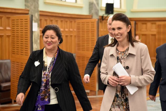 NEW ZEALAND GOVERNOR GENERAL DESIGNATE, New Zealand Governor-General designate Dame Cindy Kiro (left) and Prime Minister Jacinda Ardern at Parliament House in Wellington, New Zealand, Monday, May 24, 2021. ( NO ARCHIVING, EDITORIAL USE ONLY, NO USE IN BOOKS WITHOUT CONSENT WELLINGTON NEW ZEALAND  Copyright: xBENxMCKAYx 20210524001544795049