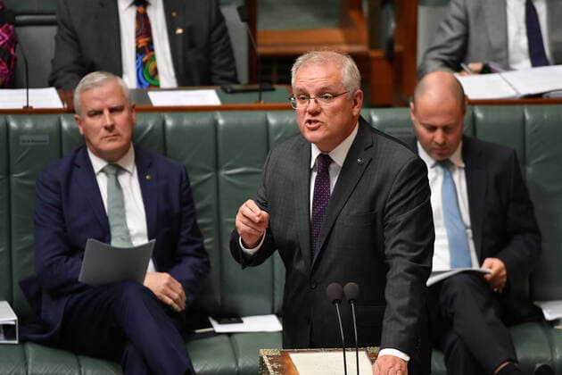 QUESTION TIME, Prime Minister Scott Morrison during Question Time in the House of Representatives at Parliament House in Canberra, Monday, May 24, 2021. ( NO ARCHIVING, EDITORIAL USE ONLY, NO USE IN BOOKS WITHOUT CONSENT CANBERRA ACT AUSTRALIA  Copyright: xMICKxTSIKASx 20210524001544796216