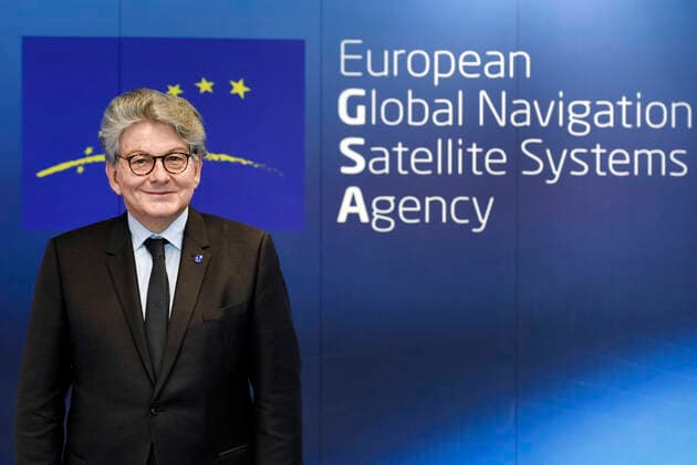 News Bilder des Tages European Commissioner for Internal Market Thierry Breton speaks with journalists in The EU Agency for the Space Programme (EUSPA), on Monday, May 24, 2021, which started working in Prague on May 12, being transformed from the European Global Navigation Satellite Systems Agency (GSA), as the only EU agency seated in the Czech Republic. (CTKxPhoto MichaelaxRihova) CTKPhotoP2021052403000  mir 1