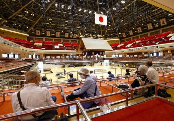 Vaccination center in Tokyo Senior citizens wait during observation period after receiving COVID-19 vaccinations at Tokyo s Ryogoku Kokugikan hall on May 24, 2021. 