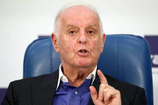 MOSCOW, RUSSIA â€“ MAY 24, 2021: Pianist Daniel Barenboim gives a news conference on his only solo concert in Russia; the concert in memory of the late pianist and teacher Dmitri Bashkirov is to be held at the Grand Hall of the Moscow Conservatory on 26 May 2021. Sergei Savostyanov TASS  TS101216