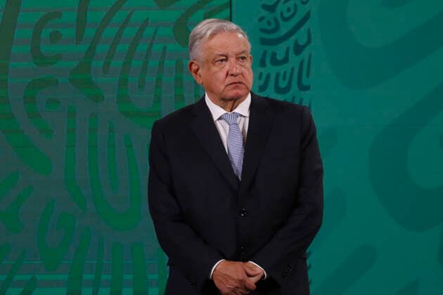 Mexiko, Andres Manuel Lopez Obrador Pressekonferenz in Mexiko-Stadt Mexico™s President Lopez Obrador, Purchase Medicene MEXICO CITY, MEXICO - MAY 24: Mexico™s President Andres Manuel Lopez Obrador, gesticulating while speaks during his traditional Daily morning briefing conference, that he talk about of the purchase of medicines with the help of the United Nations Office for Project Services (UNOPS) at NationalPalace on May 24, 2021 in Mexico City, Mexico. Copyright: xLuisxBarronx EYEPIXGROUP_LB_24052021_7458