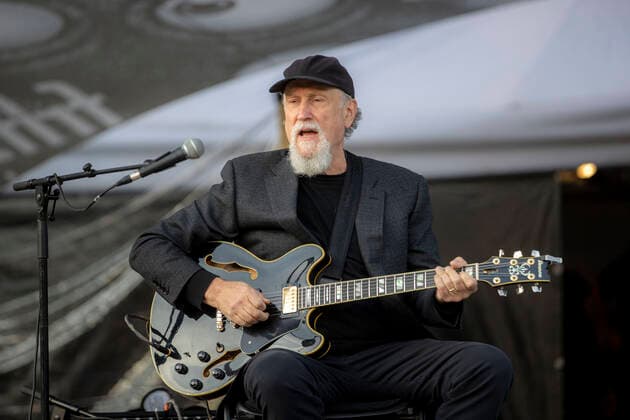 23 05 2021 , MO Moers , Moers Festival Whitsun 2021 performance of JOHN SCOFIELD , US American jazz guitarist and composer 69 years old is one of the highlights at the Moers Festival , here at his performance at the toboggan hill in the Schlosspark Freizeitpark , with about 500 spectators , all tested negative before the event and with distance
