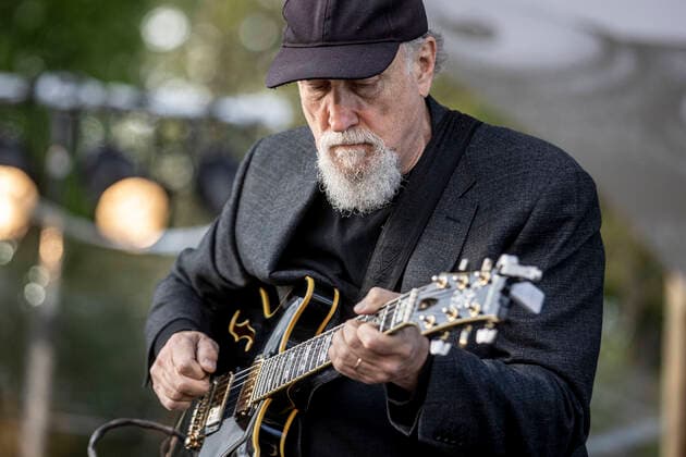 23 05 2021 , MO Moers , Moers Festival Whitsun 2021 performance of JOHN SCOFIELD , US American jazz guitarist and composer 69 years old is one of the highlights at the Moers Festival , here at his performance at the toboggan hill in the Schlosspark Freizeitpark , with about 500 spectators , all tested negative before the event and with distance
